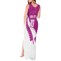 Custom New Zealand Cricket Tank Maxi Dress Kiwi Birds Haka Dance Pink Fern Sporty Style LT03 - Polynesian Pride