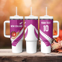 Custom New Zealand Cricket Tumbler With Handle Kiwi Birds Haka Dance Pink Fern Sporty Style LT03 - Polynesian Pride