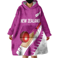 Custom New Zealand Cricket Wearable Blanket Hoodie Kiwi Birds Haka Dance Pink Fern Sporty Style LT03 - Polynesian Pride