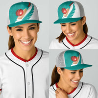 New Zealand Cricket Baseball Net Cap Kiwi Birds Haka Dance Turquoise Fern Sporty Style LT03 - Polynesian Pride