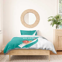 New Zealand Cricket Bedding Set Kiwi Birds Haka Dance Turquoise Fern Sporty Style LT03 - Polynesian Pride