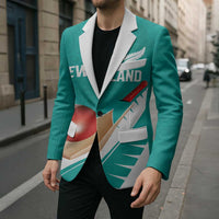 Custom New Zealand Cricket Blazer Kiwi Birds Haka Dance Turquoise Fern Sporty Style LT03 - Polynesian Pride