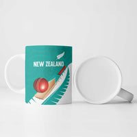Custom New Zealand Cricket Ceramic Mug Kiwi Birds Haka Dance Turquoise Fern Sporty Style LT03 - Polynesian Pride