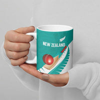 Custom New Zealand Cricket Ceramic Mug Kiwi Birds Haka Dance Turquoise Fern Sporty Style LT03 - Polynesian Pride