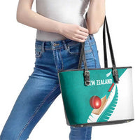 New Zealand Cricket Leather Tote Bag Kiwi Birds Haka Dance Turquoise Fern Sporty Style LT03 - Polynesian Pride