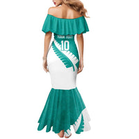 Custom New Zealand Cricket Mermaid Dress Kiwi Birds Haka Dance Turquoise Fern Sporty Style LT03 - Polynesian Pride