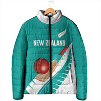 Custom New Zealand Cricket Padded Jacket Kiwi Birds Haka Dance Turquoise Fern Sporty Style LT03 - Polynesian Pride