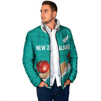 Custom New Zealand Cricket Padded Jacket Kiwi Birds Haka Dance Turquoise Fern Sporty Style LT03 - Polynesian Pride