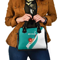 New Zealand Cricket Shoulder Handbag Kiwi Birds Haka Dance Turquoise Fern Sporty Style LT03 - Polynesian Pride