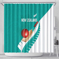New Zealand Cricket Shower Curtain Kiwi Birds Haka Dance Turquoise Fern Sporty Style LT03 - Polynesian Pride