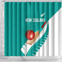 New Zealand Cricket Shower Curtain Kiwi Birds Haka Dance Turquoise Fern Sporty Style LT03 - Polynesian Pride