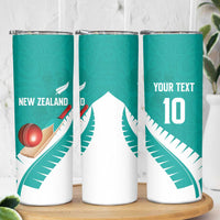 Custom New Zealand Cricket Skinny Tumbler Kiwi Birds Haka Dance Turquoise Fern Sporty Style LT03 - Polynesian Pride