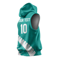 Custom New Zealand Cricket Sleeveless Hoodie Kiwi Birds Haka Dance Turquoise Fern Sporty Style LT03 - Polynesian Pride