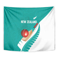 New Zealand Cricket Tapestry Kiwi Birds Haka Dance Turquoise Fern Sporty Style