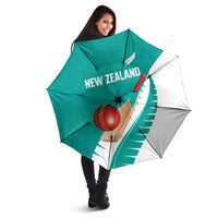 New Zealand Cricket Umbrella Kiwi Birds Haka Dance Turquoise Fern Sporty Style
