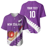 Custom New Zealand Cricket Baseball Jersey Kiwi Birds Haka Dance Purple Fern Sporty Style LT03 - Polynesian Pride