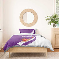 New Zealand Cricket Bedding Set Kiwi Birds Haka Dance Purple Fern Sporty Style LT03 - Polynesian Pride