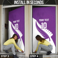 Custom New Zealand Cricket Door Cover Kiwi Birds Haka Dance Purple Fern Sporty Style LT03 - Polynesian Pride
