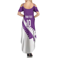 Custom New Zealand Cricket Family Matching Summer Maxi Dress and Hawaiian Shirt Kiwi Birds Haka Dance Purple Fern Sporty Style LT03 - Polynesian Pride