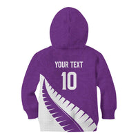Custom New Zealand Cricket Kid Hoodie Kiwi Birds Haka Dance Purple Fern Sporty Style LT03 - Polynesian Pride