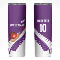 Custom New Zealand Cricket Skinny Tumbler Kiwi Birds Haka Dance Purple Fern Sporty Style LT03 Purple - Polynesian Pride
