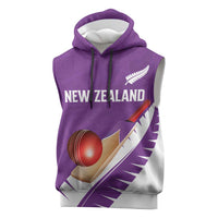 Custom New Zealand Cricket Sleeveless Hoodie Kiwi Birds Haka Dance Purple Fern Sporty Style LT03 Purple - Polynesian Pride