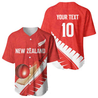 Custom New Zealand Cricket Baseball Jersey Kiwi Birds Haka Dance Red Fern Sporty Style LT03 - Polynesian Pride