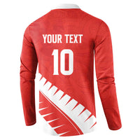 Custom New Zealand Cricket Button Sweatshirt Kiwi Birds Haka Dance Red Fern Sporty Style LT03 - Polynesian Pride
