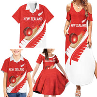 Custom New Zealand Cricket Family Matching Summer Maxi Dress and Hawaiian Shirt Kiwi Birds Haka Dance Red Fern Sporty Style LT03 - Polynesian Pride