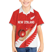 Custom New Zealand Cricket Kid Hawaiian Shirt Kiwi Birds Haka Dance Red Fern Sporty Style LT03 Kid Red - Polynesian Pride