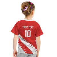 Custom New Zealand Cricket Kid T Shirt Kiwi Birds Haka Dance Red Fern Sporty Style LT03 - Polynesian Pride