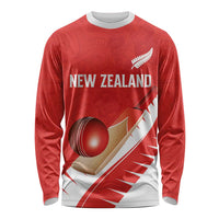 Custom New Zealand Cricket Long Sleeve Shirt Kiwi Birds Haka Dance Red Fern Sporty Style LT03 Unisex Red - Polynesian Pride