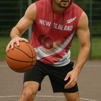 Custom New Zealand Cricket Sleeveless Hoodie Kiwi Birds Haka Dance Red Fern Sporty Style LT03 - Polynesian Pride