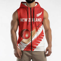 Custom New Zealand Cricket Sleeveless Zip Hoodie Kiwi Birds Haka Dance Red Fern Sporty Style LT03 - Polynesian Pride