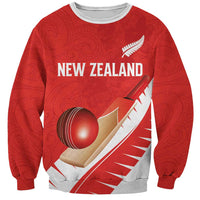 Custom New Zealand Cricket Sweatshirt Kiwi Birds Haka Dance Red Fern Sporty Style LT03 Unisex Red - Polynesian Pride