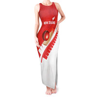 Custom New Zealand Cricket Tank Maxi Dress Kiwi Birds Haka Dance Red Fern Sporty Style LT03 Women Red - Polynesian Pride