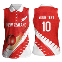 Custom New Zealand Cricket Women Sleeveless Polo Shirt Kiwi Birds Haka Dance Red Fern Sporty Style LT03 - Polynesian Pride