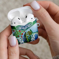 Aotearoa New Zealand Natural Plants AirPods Case Pohutukawa with Silver Ferns Koru Frond Maori Tattoos LT03 - Polynesian Pride
