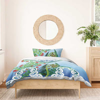 Aotearoa New Zealand Natural Plants Bedding Set Pohutukawa with Silver Ferns Koru Frond Maori Tattoos LT03 - Polynesian Pride