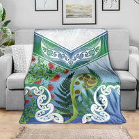 Aotearoa New Zealand Natural Plants Blanket Pohutukawa with Silver Ferns Koru Frond Maori Tattoos LT03 - Polynesian Pride