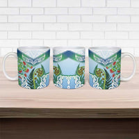 Aotearoa New Zealand Natural Plants Ceramic Mug Pohutukawa with Silver Ferns Koru Frond Maori Tattoos LT03 - Polynesian Pride