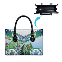 Aotearoa New Zealand Natural Plants Leather Bag Pohutukawa with Silver Ferns Koru Frond Maori Tattoos LT03 - Polynesian Pride