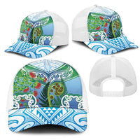Aotearoa New Zealand Natural Plants Mesh Trucker Cap Pohutukawa with Silver Ferns Koru Frond Maori Tattoos LT03 - Polynesian Pride
