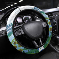 Aotearoa New Zealand Natural Plants Steering Wheel Cover Pohutukawa with Silver Ferns Koru Frond Maori Tattoos LT03 Universal Fit Multicolor - Polynesian Pride