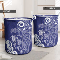 New Zealand Sea Animals with Maori Tribal Tattoo Laundry Basket Blue Color LT03 - Polynesian Pride