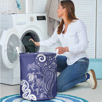 New Zealand Sea Animals with Maori Tribal Tattoo Laundry Basket Blue Color LT03 - Polynesian Pride