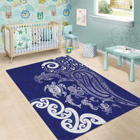 New Zealand Sea Animals with Maori Tribal Tattoo Area Rug Blue Color LT03 - Polynesian Pride