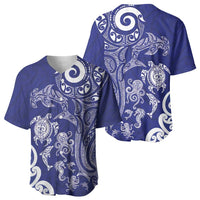 New Zealand Sea Animals with Maori Tribal Tattoo Baseball Jersey Blue Color LT03 - Polynesian Pride