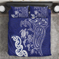 New Zealand Sea Animals with Maori Tribal Tattoo Bedding Set Blue Color LT03 Blue - Polynesian Pride
