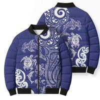 New Zealand Sea Animals with Maori Tribal Tattoo Bomber Puffer Jacket Blue Color LT03 - Polynesian Pride